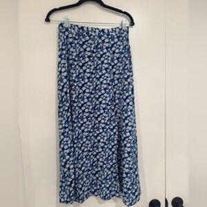 Blue Floral Midi Skirt | Size Small